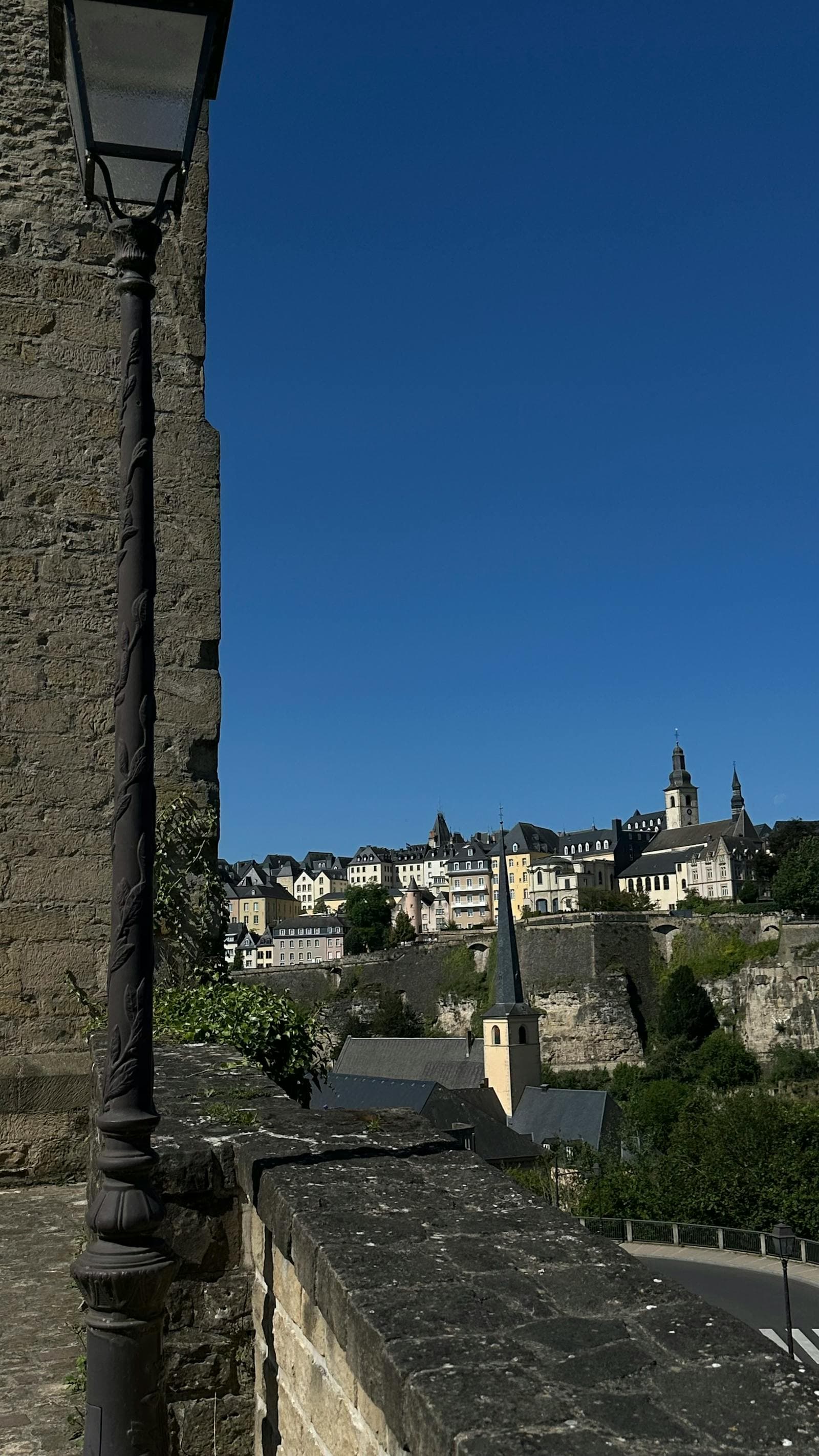 Panoramic view of Luxembourg City's historical architecture, casemates and fortifications.