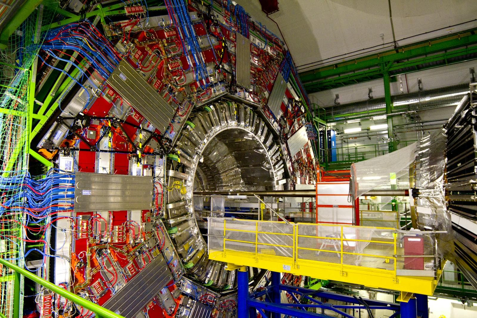 Interior of CERN's Large Hadron Collider tunnel near Geneva.