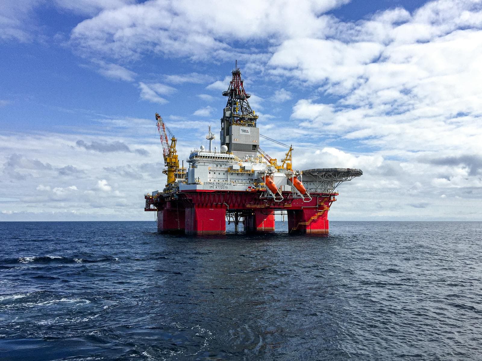 Offshore oil and gas platform on the open sea.